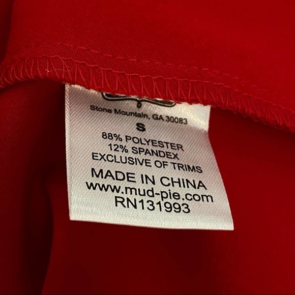 MUD PIE Red Poinsettia Brooks Bell Sleeve Dress Size Small - Picture 12 of 12